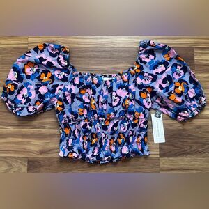 Peyton & Parker floral puff sleeve smocked top,multi colored Size S